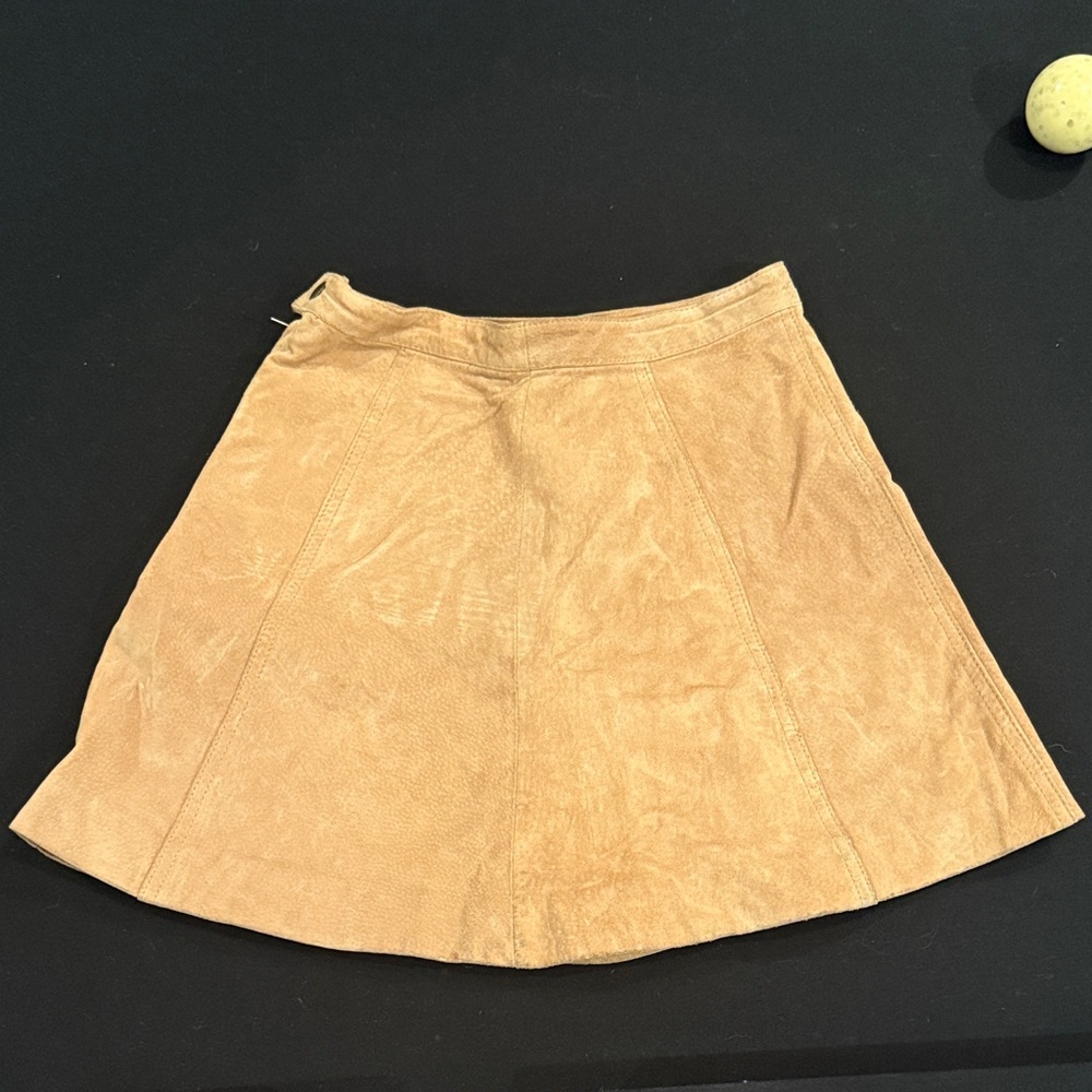 Leather A-Line Skirt in Tan